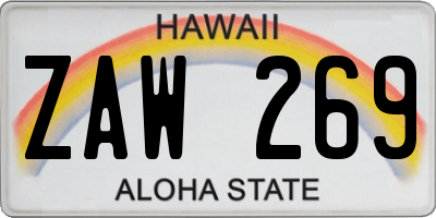 HI license plate ZAW269