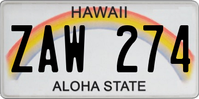 HI license plate ZAW274