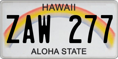 HI license plate ZAW277