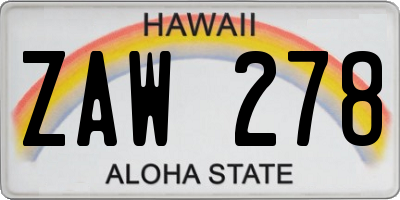 HI license plate ZAW278