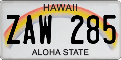 HI license plate ZAW285