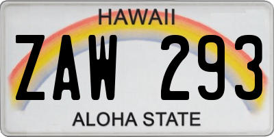 HI license plate ZAW293