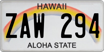 HI license plate ZAW294