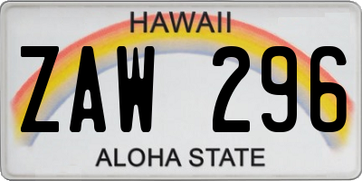 HI license plate ZAW296
