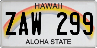 HI license plate ZAW299