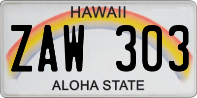 HI license plate ZAW303