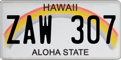 HI license plate ZAW307
