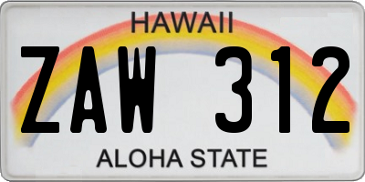 HI license plate ZAW312