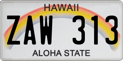 HI license plate ZAW313