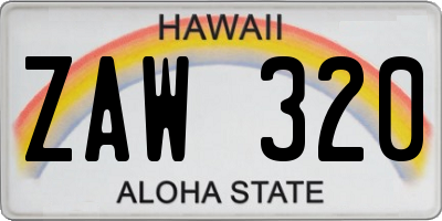 HI license plate ZAW320