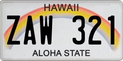 HI license plate ZAW321