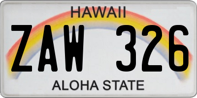 HI license plate ZAW326