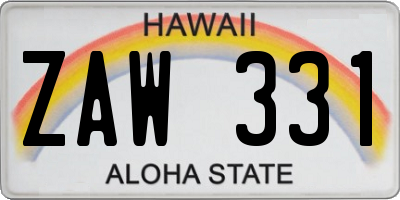 HI license plate ZAW331