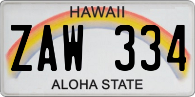 HI license plate ZAW334