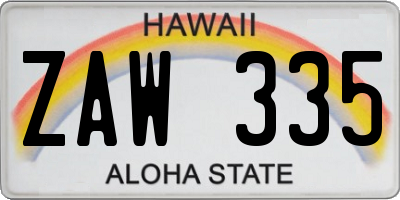 HI license plate ZAW335