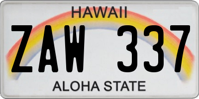 HI license plate ZAW337