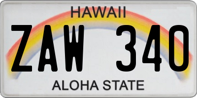 HI license plate ZAW340