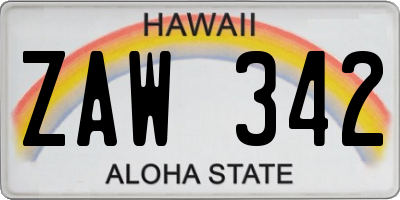 HI license plate ZAW342