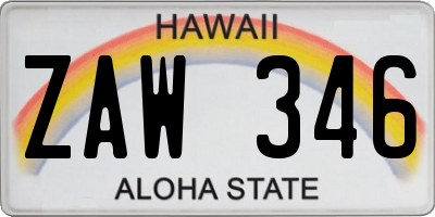 HI license plate ZAW346