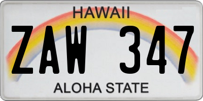 HI license plate ZAW347