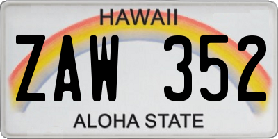 HI license plate ZAW352