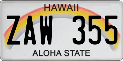 HI license plate ZAW355