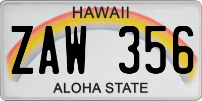 HI license plate ZAW356