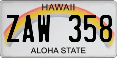 HI license plate ZAW358