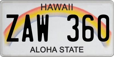 HI license plate ZAW360