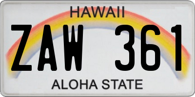 HI license plate ZAW361