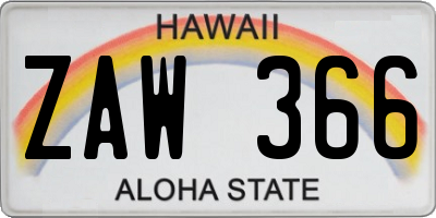 HI license plate ZAW366
