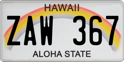 HI license plate ZAW367