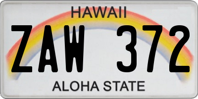 HI license plate ZAW372
