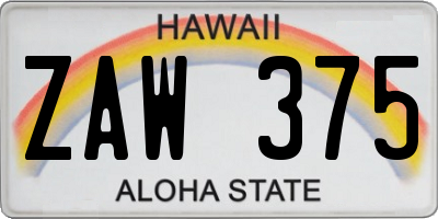 HI license plate ZAW375