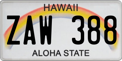HI license plate ZAW388