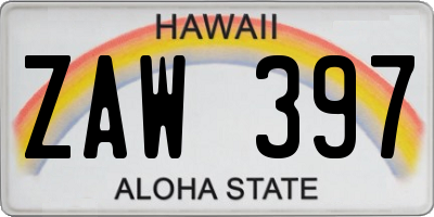 HI license plate ZAW397