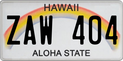HI license plate ZAW404