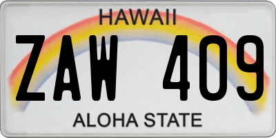 HI license plate ZAW409