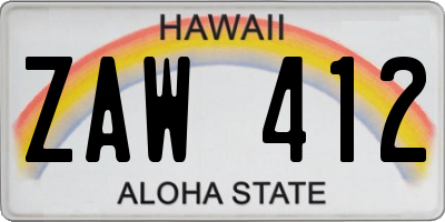 HI license plate ZAW412
