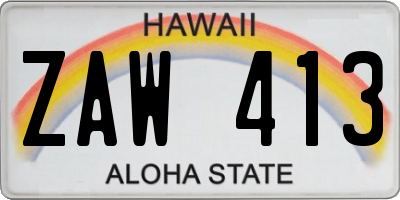 HI license plate ZAW413