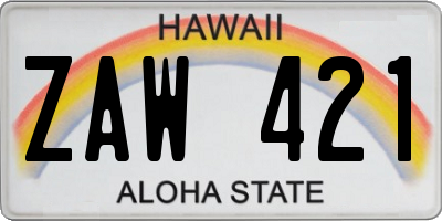 HI license plate ZAW421