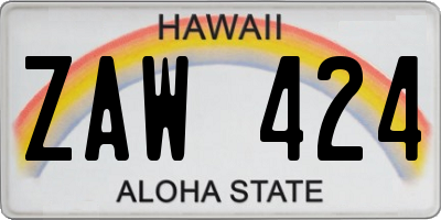 HI license plate ZAW424