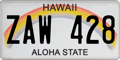 HI license plate ZAW428