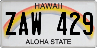 HI license plate ZAW429
