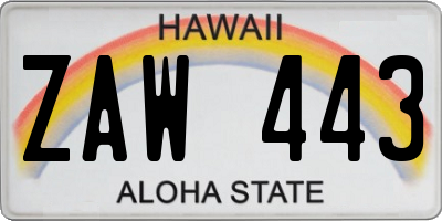 HI license plate ZAW443