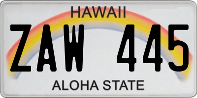 HI license plate ZAW445