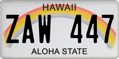 HI license plate ZAW447