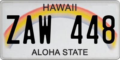 HI license plate ZAW448