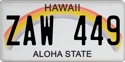HI license plate ZAW449