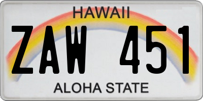 HI license plate ZAW451